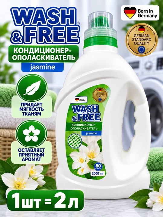 WASH & FREE kiyimlar uchun konditsioner, 2 litr - 