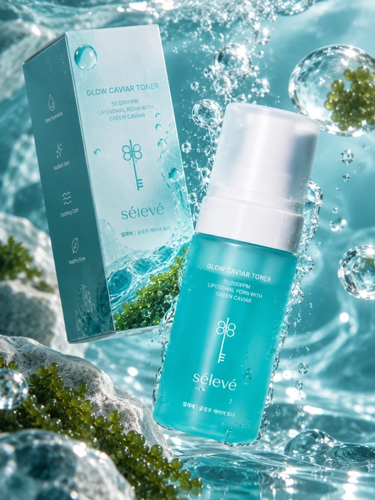 Sélevé Glow Caviar Toner yuz terisini namlantiruvchi va yorqinlashtiruvchi, ikra ekstrakti - 