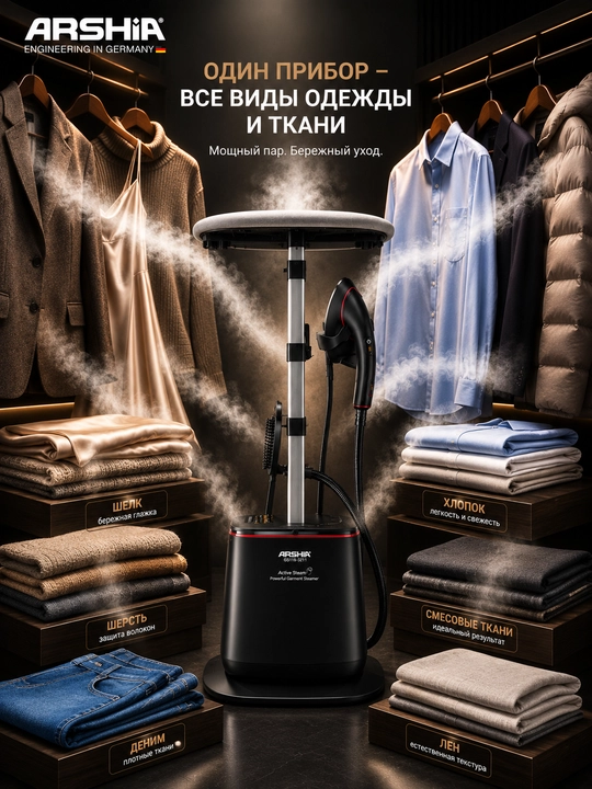 Bugʻli dazmollash tizimi ARSHIA 3000 W, bug' bosimi 7 bar