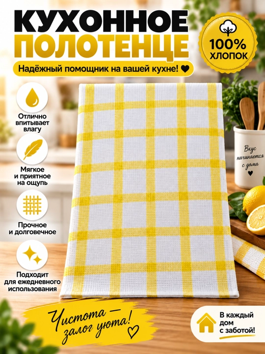 Oshxona uchun katakli paxta latta-sochiq, ko‘p maqsadli