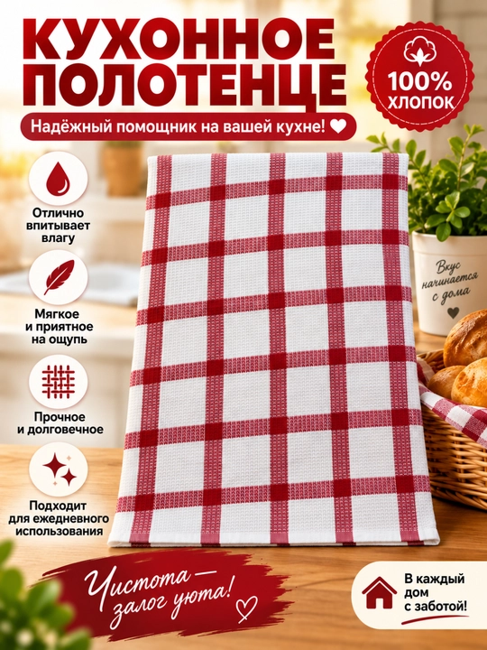 Oshxona uchun katakli paxta latta-sochiq, ko‘p maqsadli