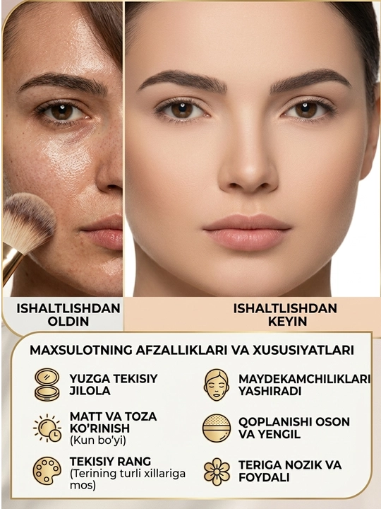 Gabrini Matte Powder - Матирующая компактная пудра для лица