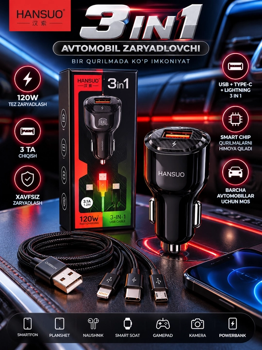 38 Vt quvvatli avtomobil quvvatlagichi | Tezkor avtomobil quvvatlagichi