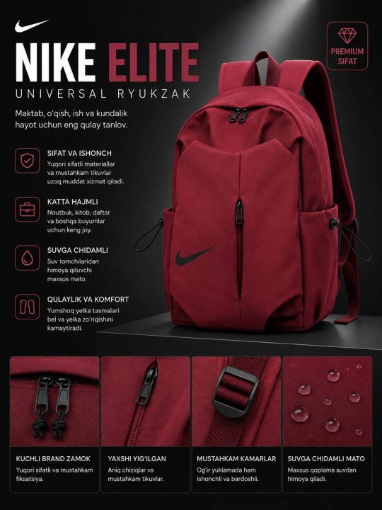 Рюкзак мужской в стиле Nike, для школы, учебы, ноутбука и повседневного использования