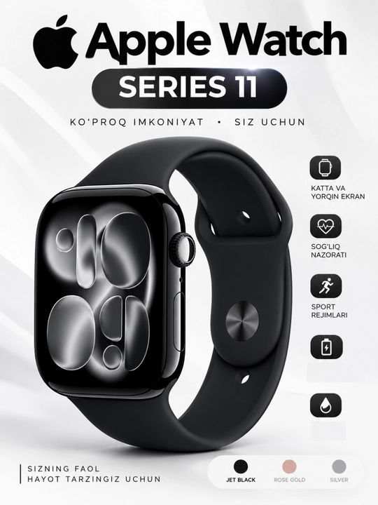 Aqilli soat Smart Watch Series 11, 46 mm, Jet Black Aluminum Case, Sport Band - 