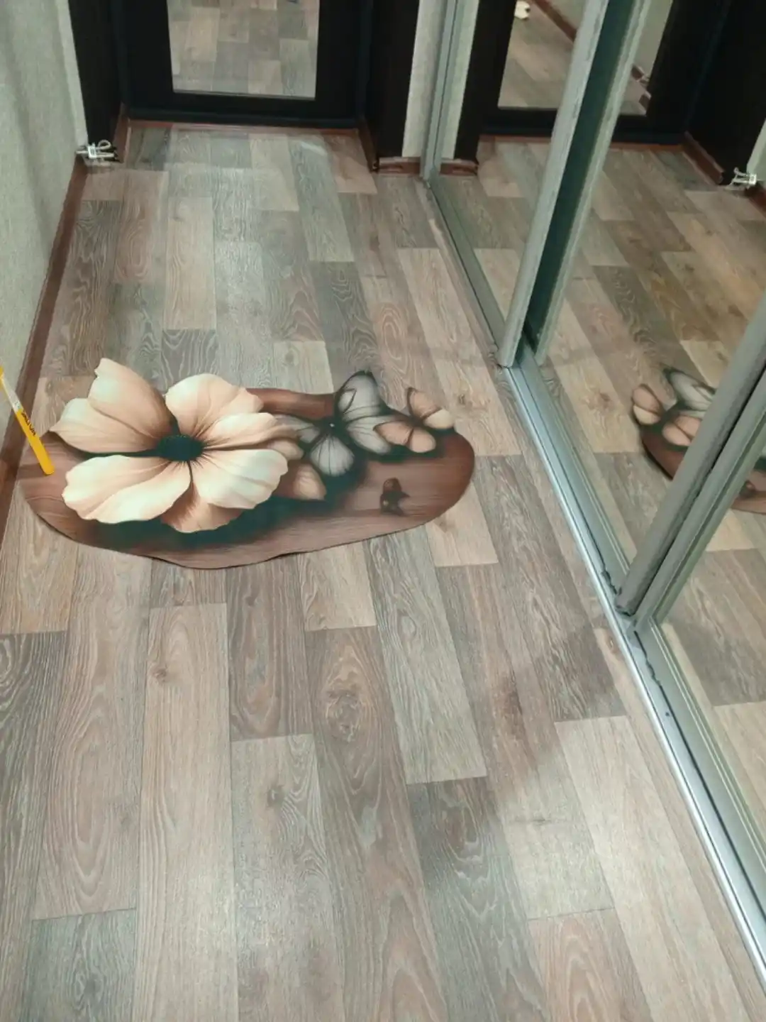 Коврик для ванной и кухни "Бабочки", 3D, впитывающий, противоскользящий