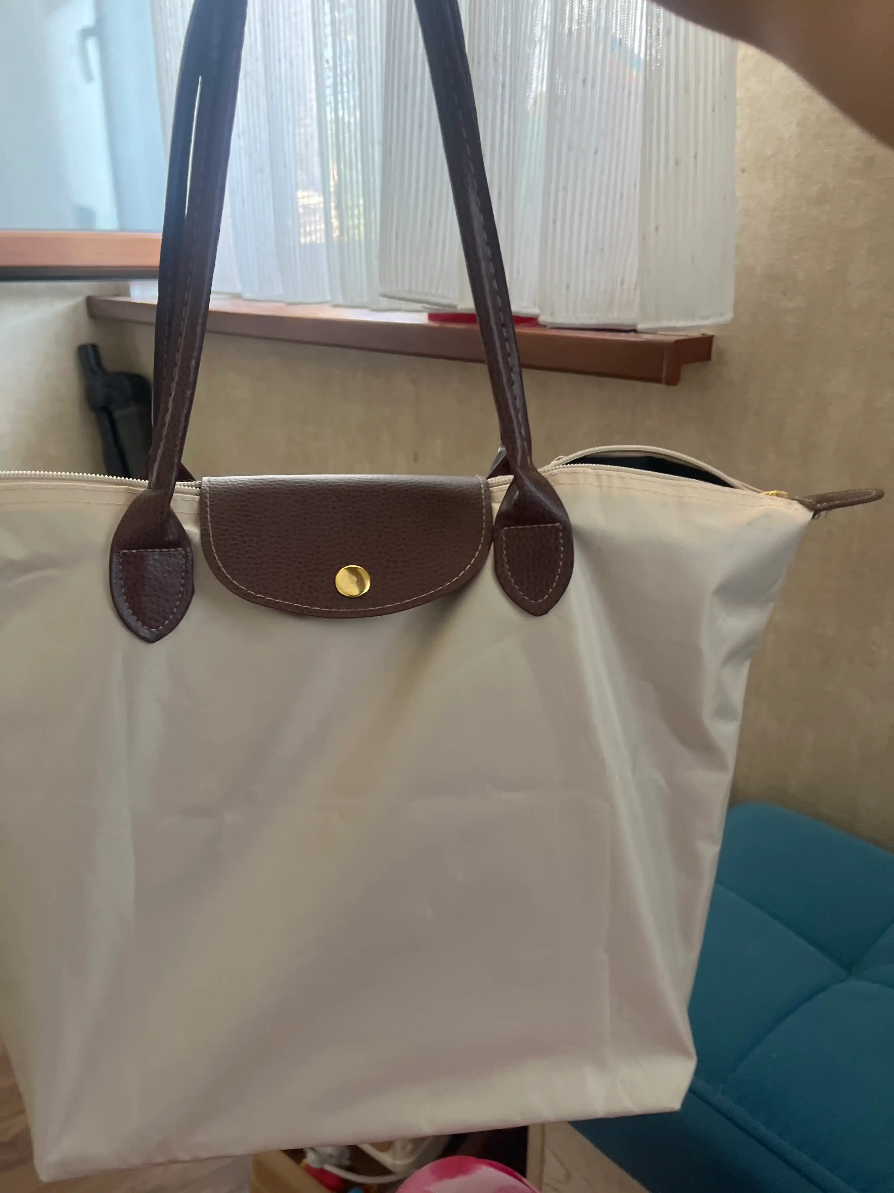 Maktab sumkasi, katta, ayollar uchun, Longchamp uslubida, o‘lchami M, tovut, shopper, A4 formatda