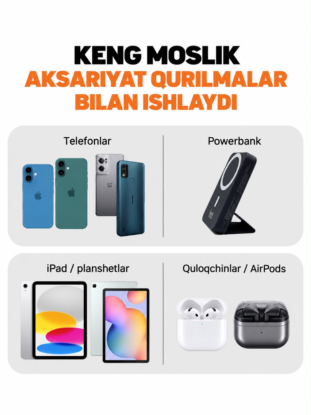 Apple, Samsung tez quvvatlash, 20Vt/45Vt/65Vt, 25 daqiqada 50% quvvatlash - FITIT