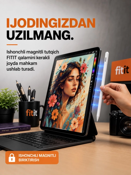 IPad uchun simsiz stilus-ruchkaUSB-C quvatlash moslamasi,magnit mahkamlagich va aniq yozuv