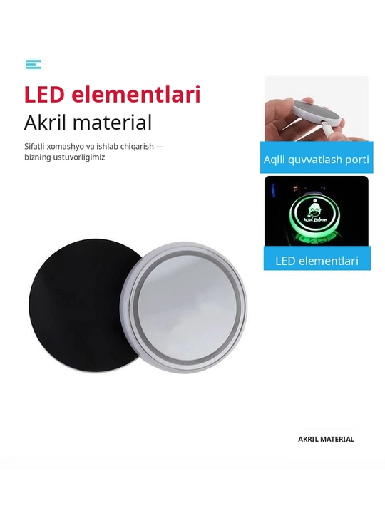 Avtomobil uchun taglik, stakan tagligi, LED podstakanik, avtomobil aksessuari, salon uchun