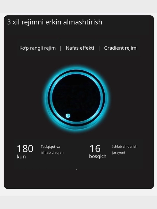Avtomobil uchun taglik, stakan tagligi, LED podstakanik, avtomobil aksessuari, salon uchun