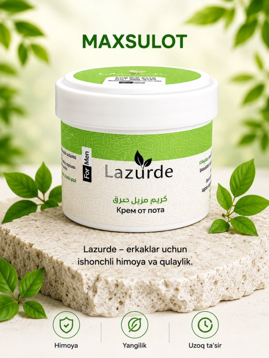 Lazurde ayollar uchun dezodorant, ter hidiga qarshi antiperspirant krem, 50 gr