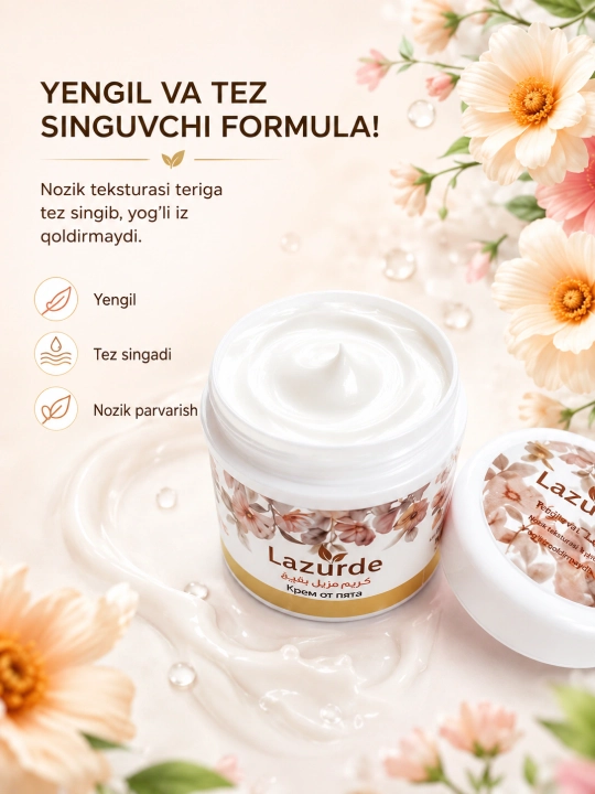 Lazurde ayollar uchun dezodorant, ter hidiga qarshi antiperspirant krem, 50 gr