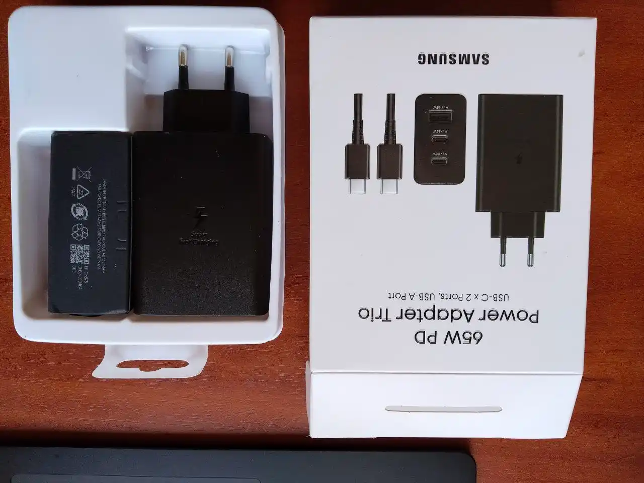 Samsung 65W PD adapter, USB-C tezkor zaryadlovchi, samsung zaryadchik, kabel bilan