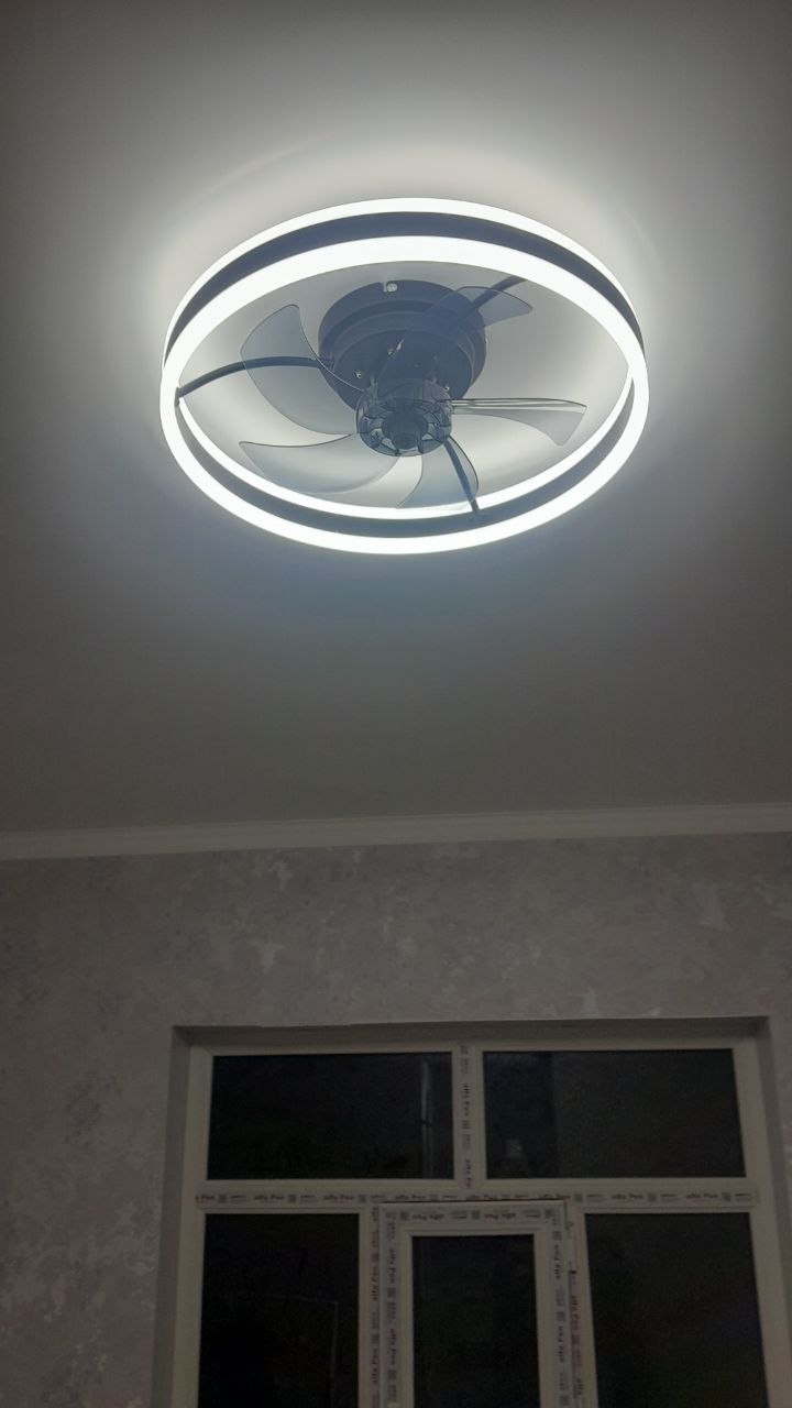 Ventilyator lyustra LED qandil, 6 xil yoritish rejimi, oshxona, zal va yotoqxona uchun mos