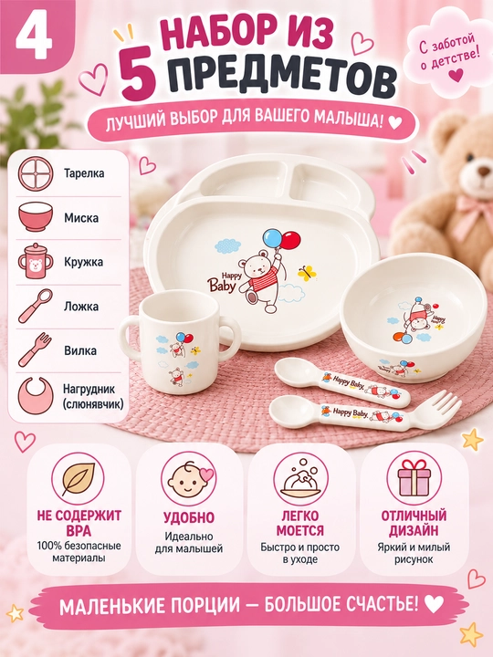 Детская посуда, посуда для детей, миска для каши, контейнер для смеси, контейнер для каши
