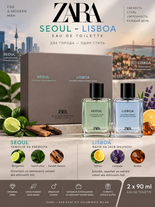 ZARA Seoul – Lisboa Eau de Toilette, 2 × 90 ml - 