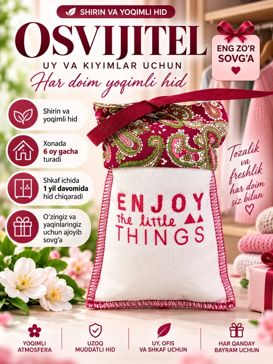 O'zidan hushbo'y hid taratuvchi yostiqchalar - 