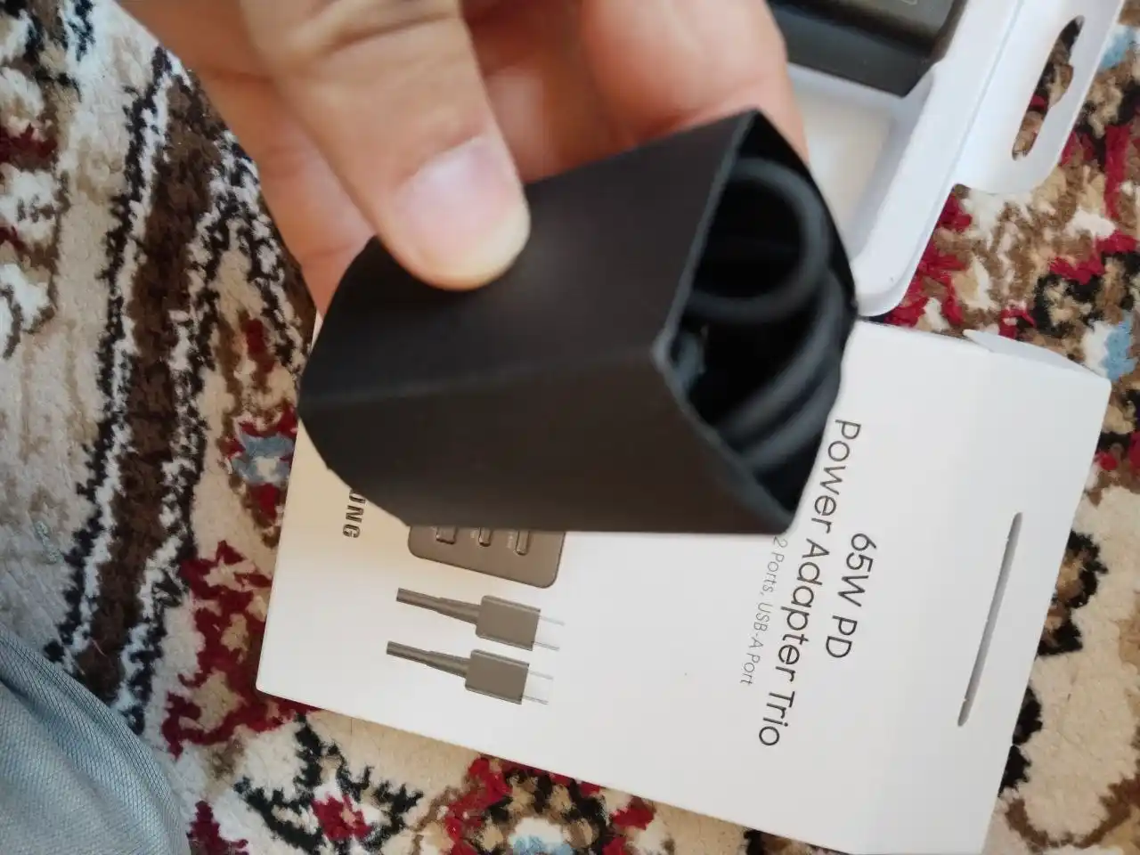 Samsung 65W PD adapter, USB-C tezkor zaryadlovchi, samsung zaryadchik, kabel bilan