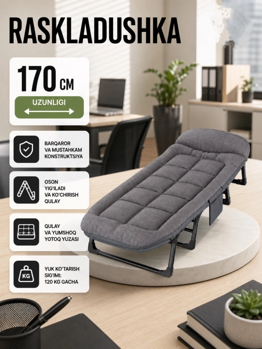 Sayohat, kemping uchun, matras bilan yig'ma yotoqlar