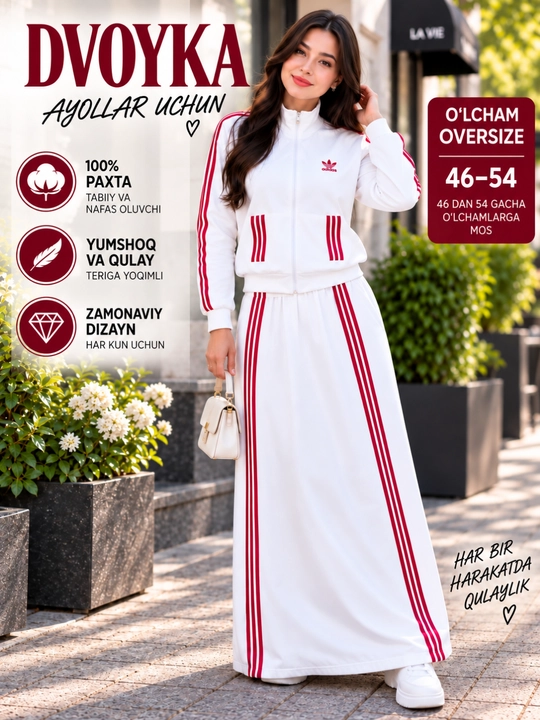 Ayollar uchun sport kostyum ikki qismli tepa-past, kuzgi, kundalik va sport kiyimi 48-50