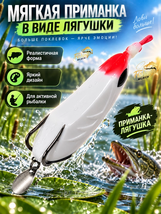 Yirtqich baliqlar uchun qurbaqa popper yem, ilgakka ilinmaydigan - 