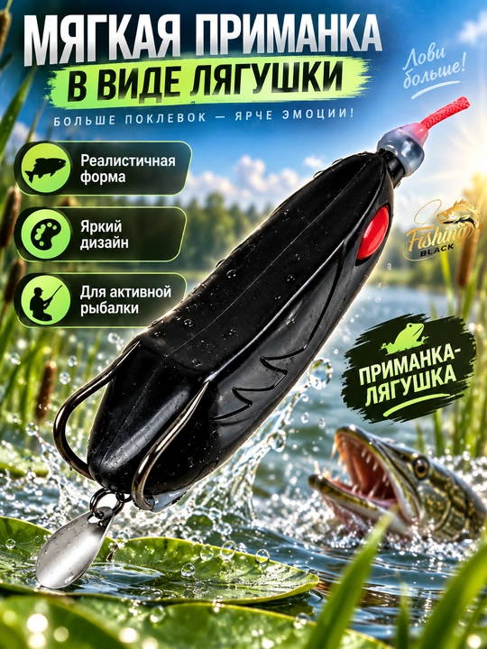 Yirtqich baliqlar uchun qurbaqa popper yem, ilgakka ilinmaydigan - 
