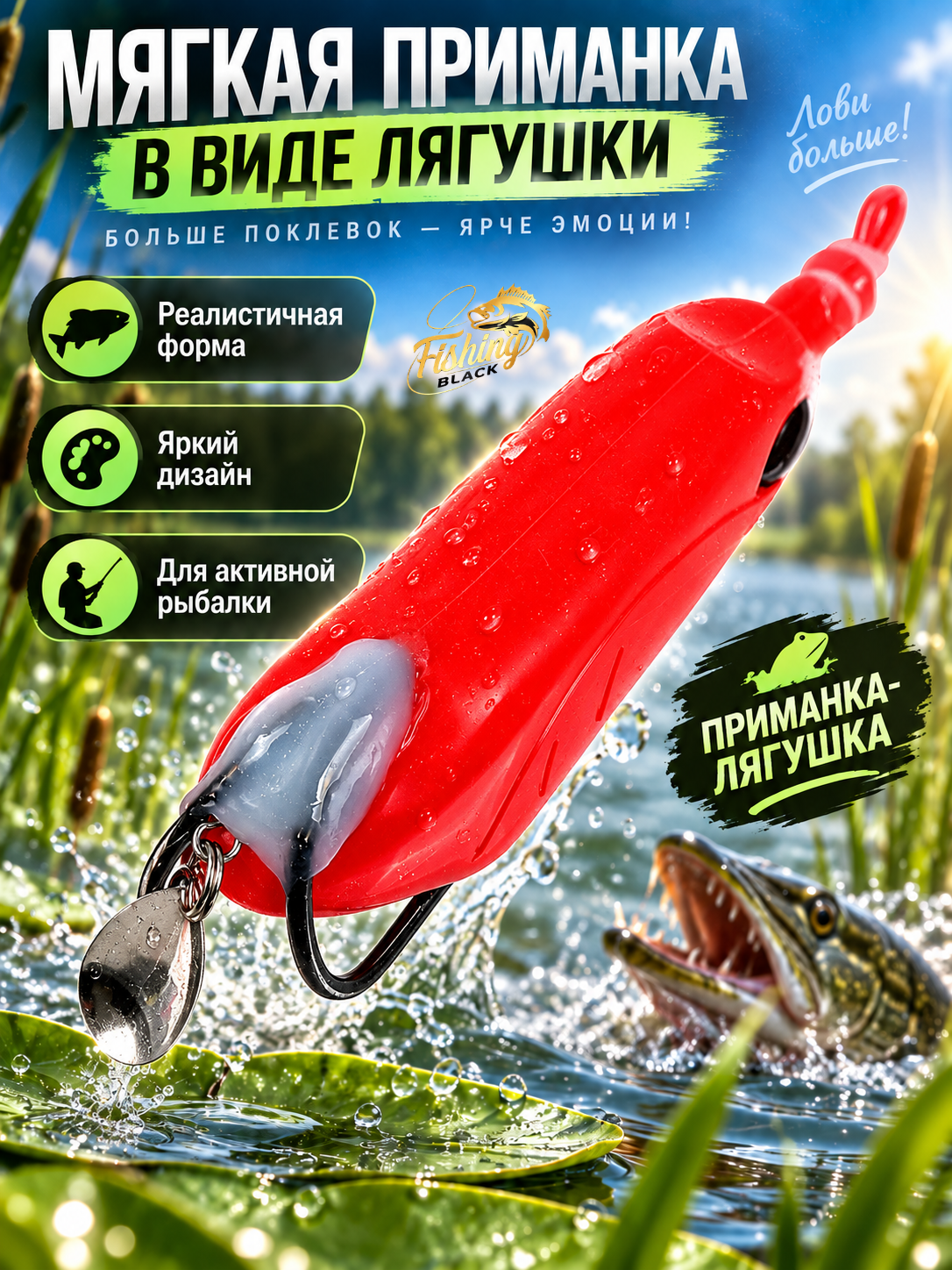 Yirtqich baliqlar uchun qurbaqa popper yem, ilgakka ilinmaydigan - 