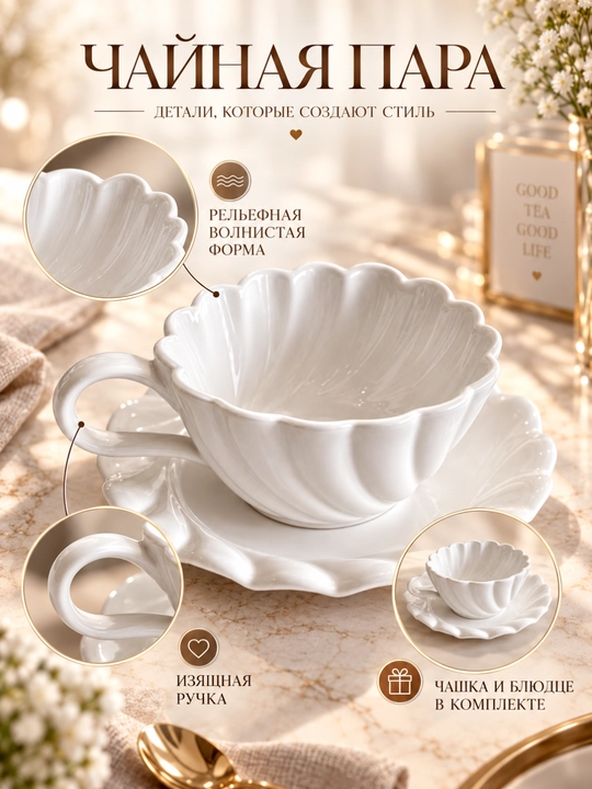 Keramik chashka likopchasi bilan, estetik Pinterest krujka choy va qahva uchun