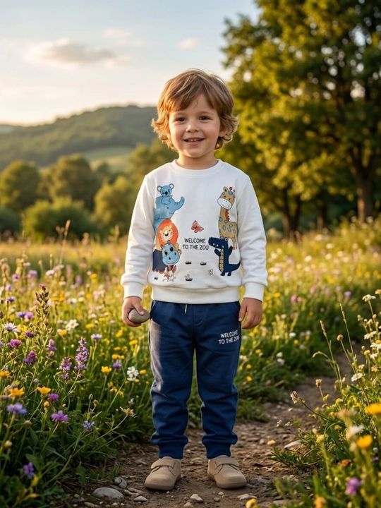 Little Zoo Explorer — Уютный детский костюм-двойка для мальчиков - 