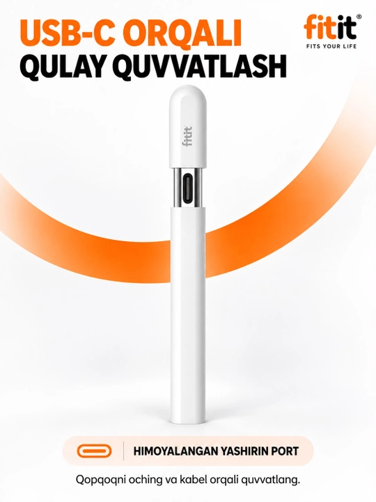IPad uchun simsiz stilus-ruchkaUSB-C quvatlash moslamasi,magnit mahkamlagich va aniq yozuv