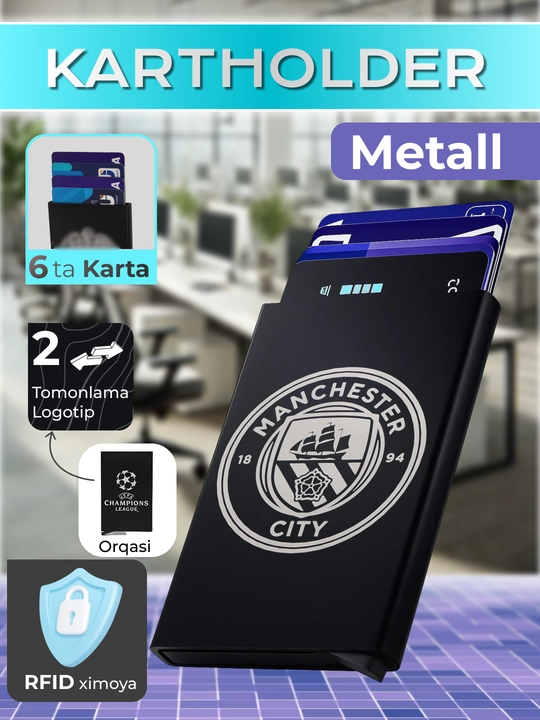 Металлический картхолдер-RFID-защита, для банковских карт, ID карт - 