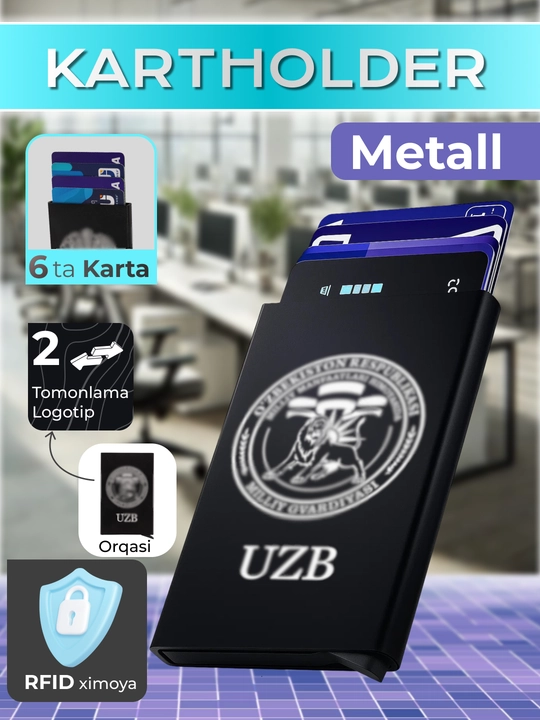 Металлический картхолдер-RFID-защита, для банковских карт, ID карт - 
