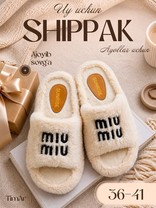 Ayollar uy shippagi, momiq, issiq tagcharmi EVA, 36-41 olchamlarda, kuz-qish mavsumi uchun