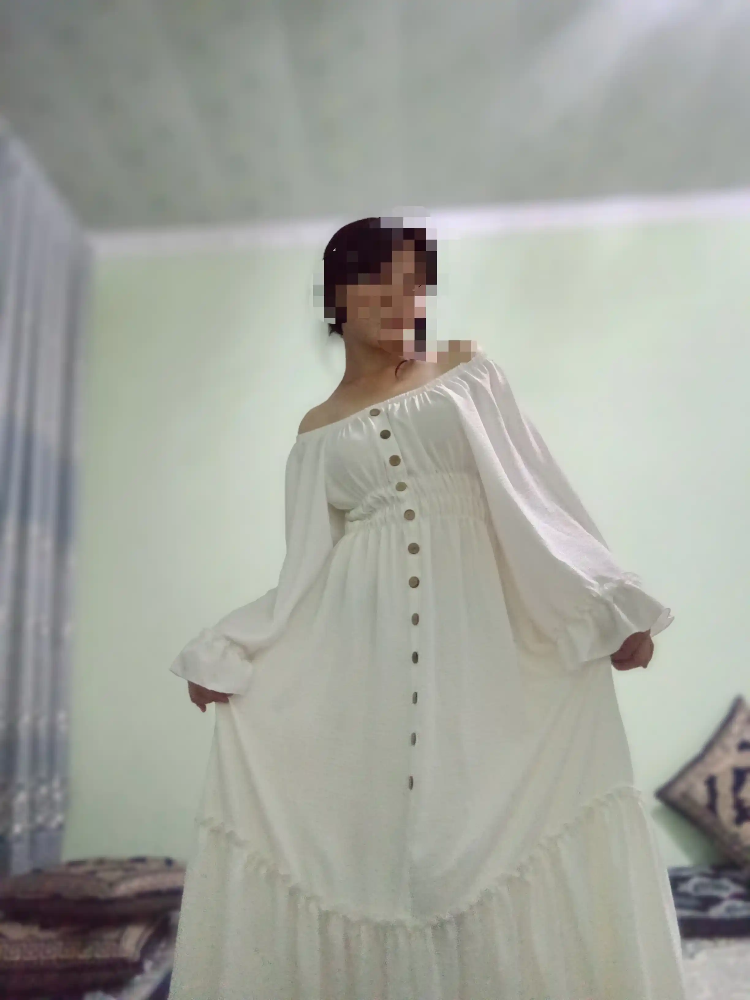 Dehqon ayolning uzun yengli, yengil va havoli libosi S M L XL o‘lchamiga mos keladi