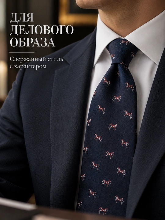 Мужской галстук с принтом лошадей
