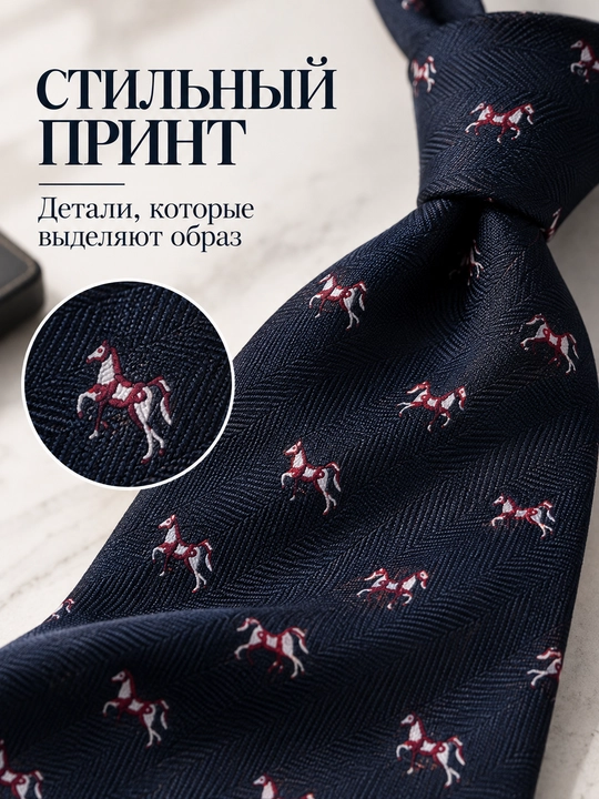 Мужской галстук с принтом лошадей
