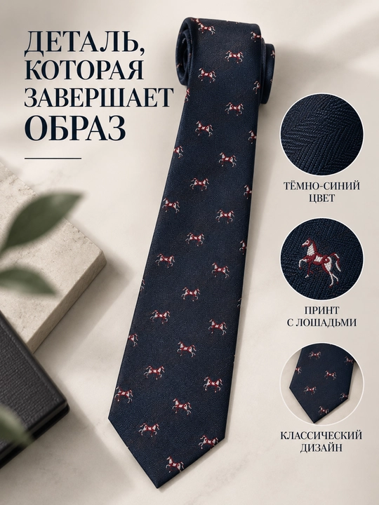 Мужской галстук с принтом лошадей