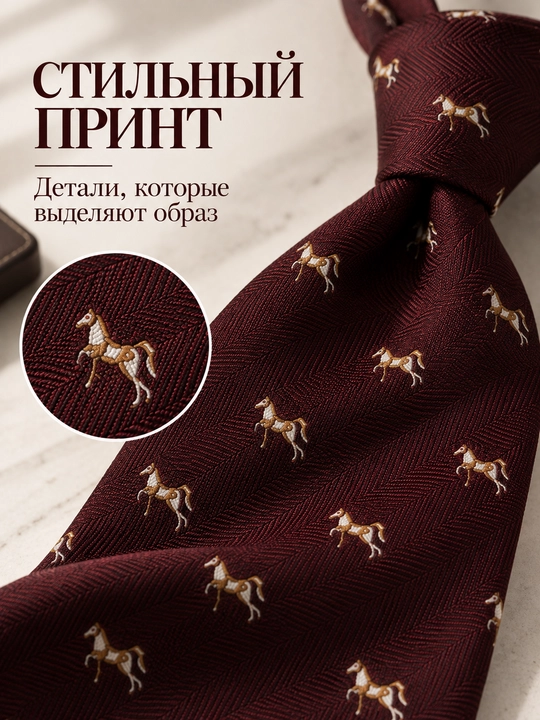 Мужской галстук с принтом лошадей