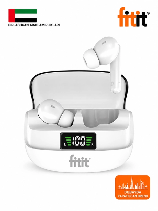 Simsiz naushnik, mikrofon, 45 soat batareya, Bluetooth 5.3, sensorli,simsiz zaryad - FITIT - 