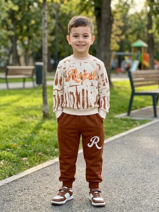 Ralph Style — Стильный терракотовый костюм-двойка для мальчиков - 
