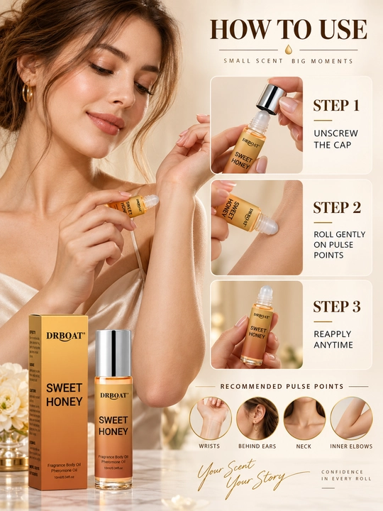 Atirlar erkaklar va ayollar uchun feramon atir Sweet Honey 10ml, rolikli yog'li atir, uzoq
