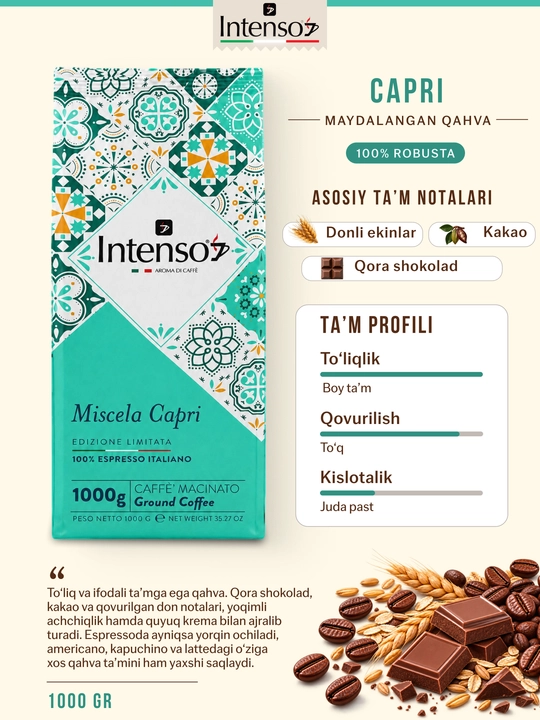 Кофе молотый Intenso Capri 100% робуста 1 кг