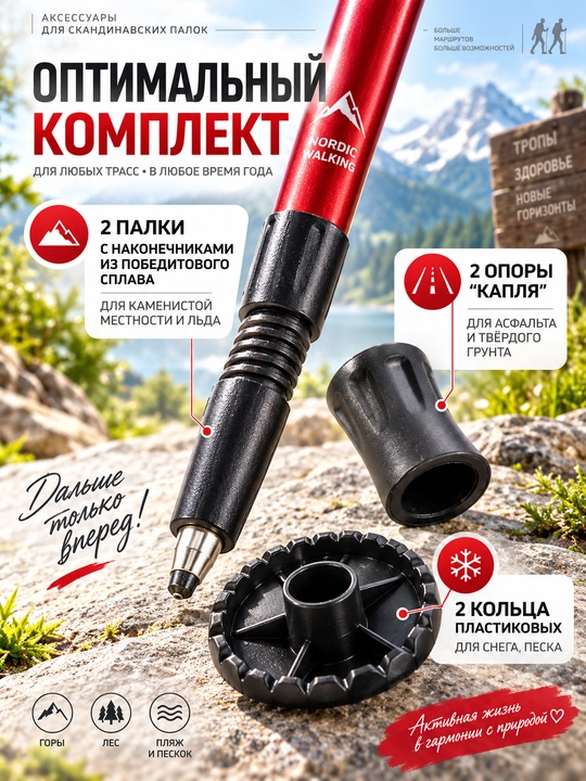 Палки для скандинавской ходьбы телескопические складные