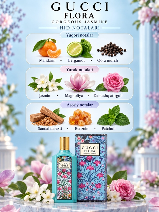 Gucci Flora Gorgeous Jasmine ayollar atiri, Eau de Parfum, 100 ml
