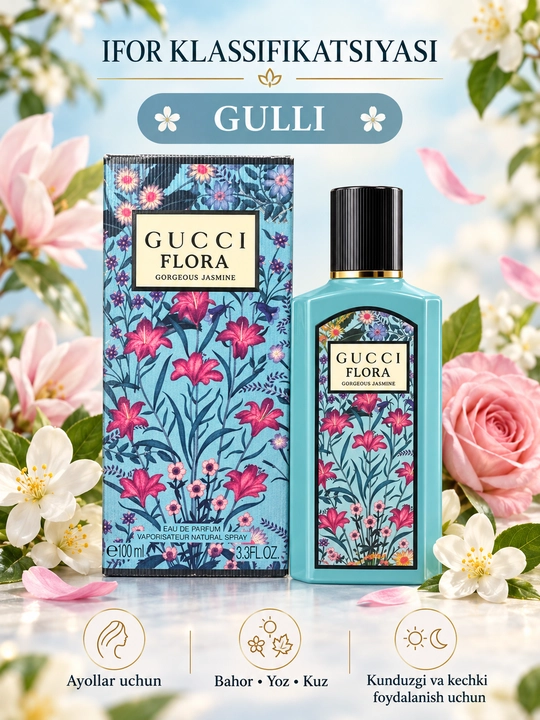 Gucci Flora Gorgeous Jasmine ayollar atiri, Eau de Parfum, 100 ml