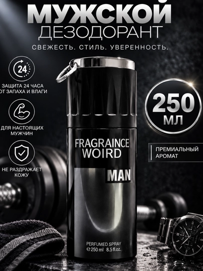 Парфюмерный спрей дезодорант Fragranice World, 200- 250 мл - 