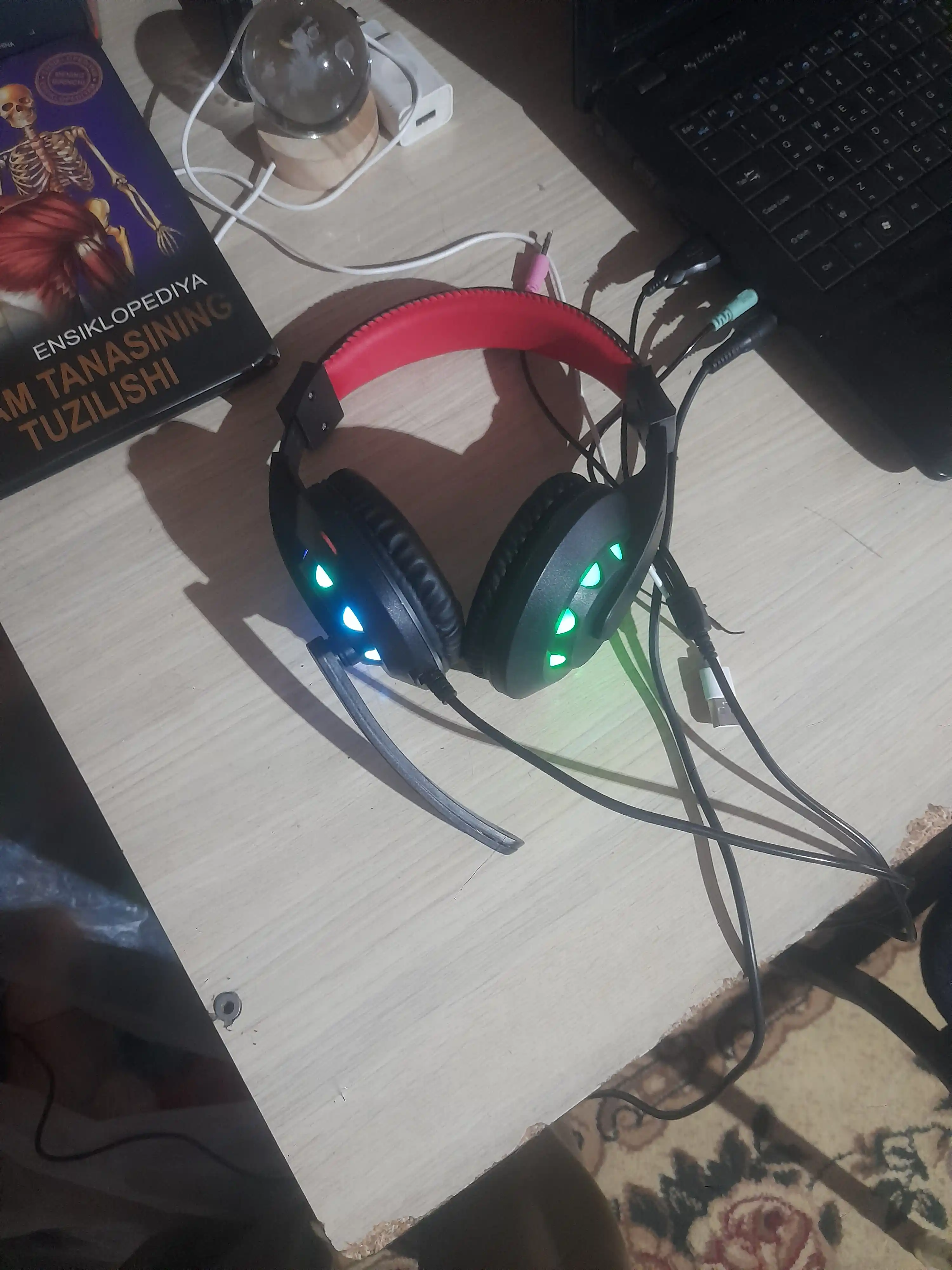 Игровые наушники, наушники для компьютера c микрофоном, проводные с, с RGB подсветкой