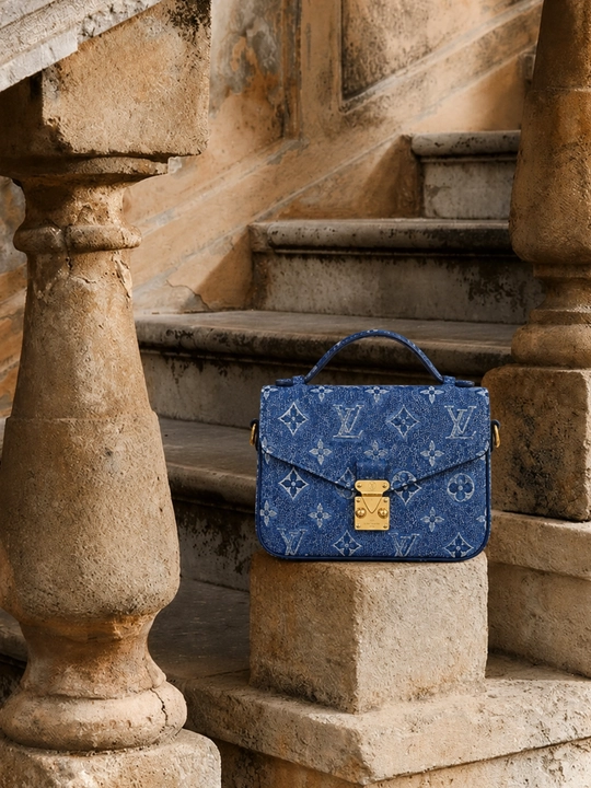 Женская сумка с надписью Louis Vuitton Pochette Métis, деним