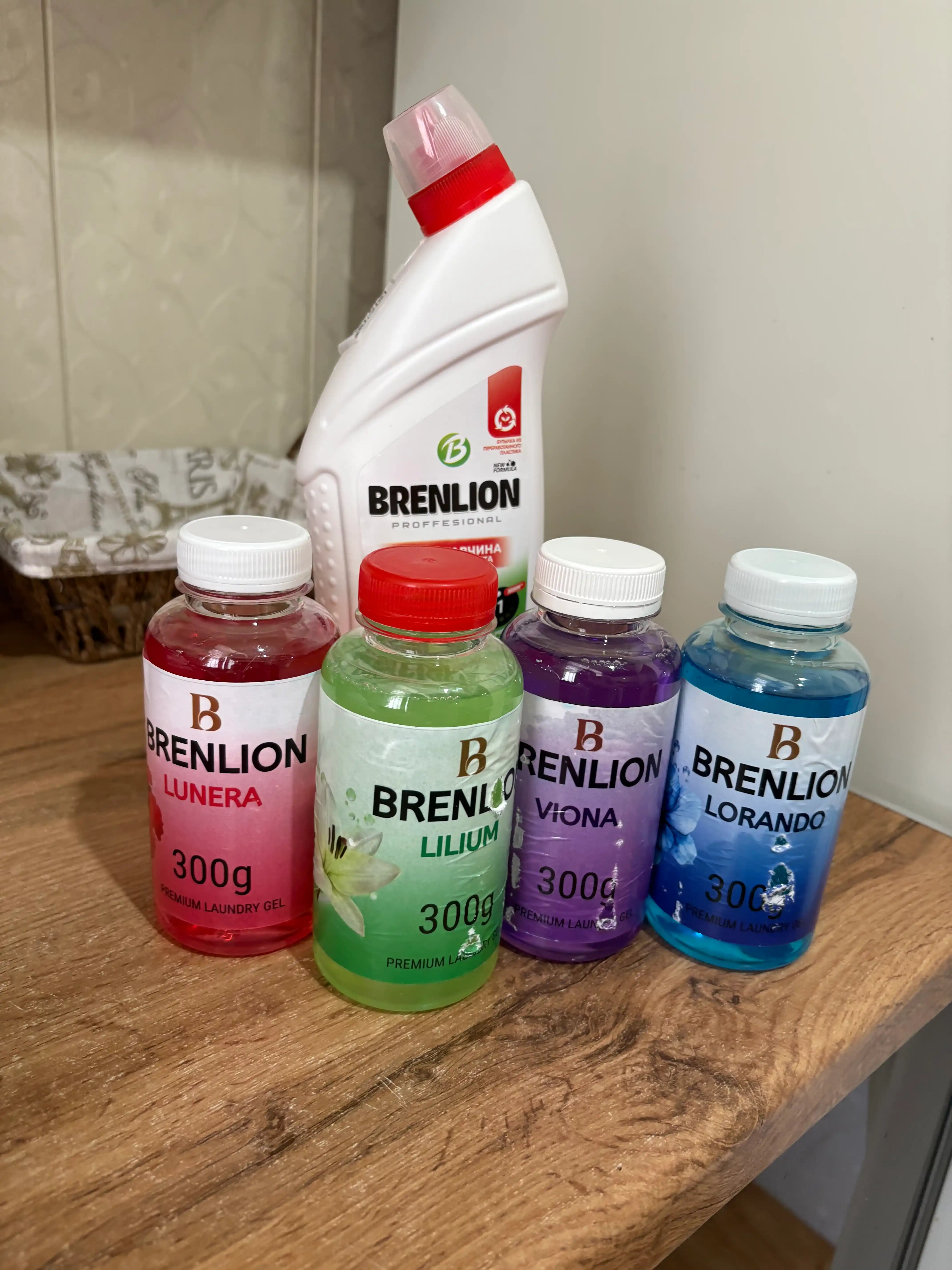 Набор гелей для стирки BRENLION, мини-сет 4-в-1, жидкий порошок для стирки белья, 4 х 300г